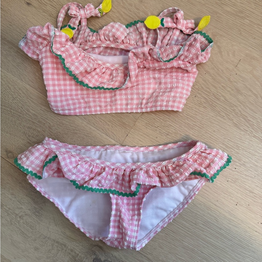 Mini Boden Pink Gingham Kids Bikini
